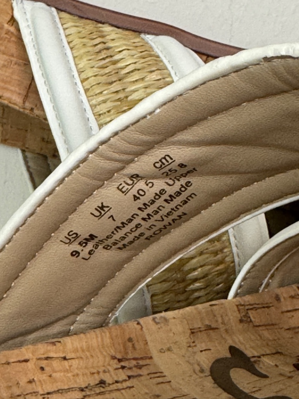 Sam Edelman White Natural Raffia Cork Slide Sandals Womens Summer Resort - Picture 11 of 11